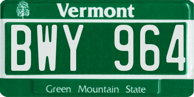 VT license plate BWY964