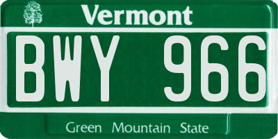 VT license plate BWY966