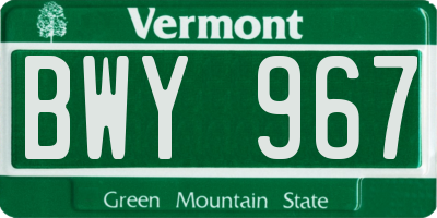 VT license plate BWY967