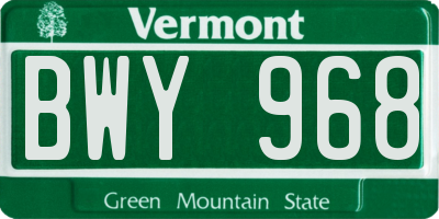 VT license plate BWY968