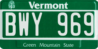VT license plate BWY969