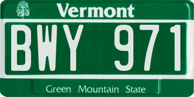 VT license plate BWY971
