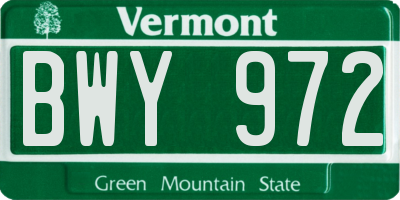 VT license plate BWY972
