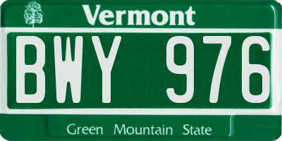 VT license plate BWY976
