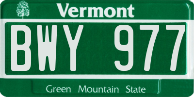 VT license plate BWY977