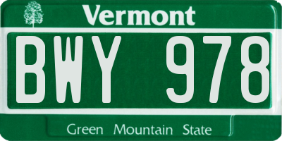 VT license plate BWY978