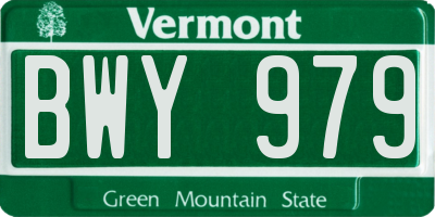 VT license plate BWY979