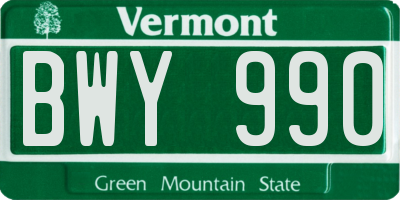 VT license plate BWY990