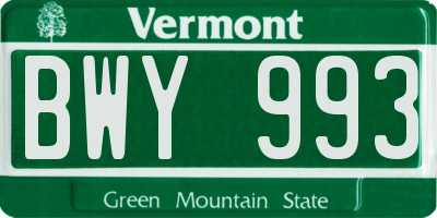 VT license plate BWY993