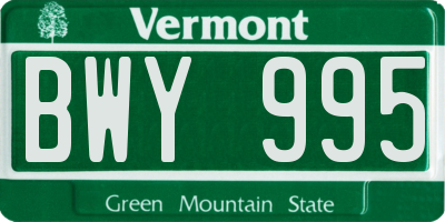 VT license plate BWY995