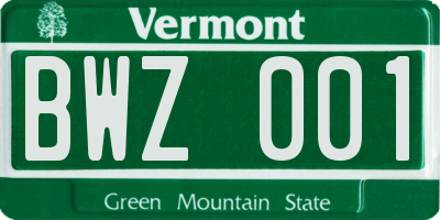 VT license plate BWZ001