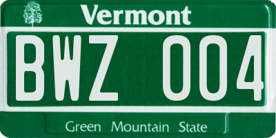 VT license plate BWZ004