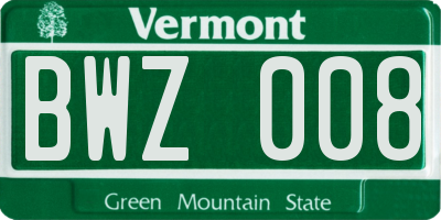 VT license plate BWZ008