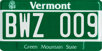 VT license plate BWZ009