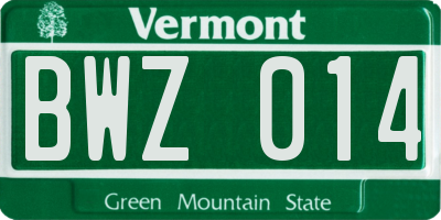VT license plate BWZ014
