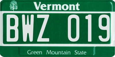 VT license plate BWZ019