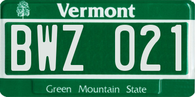 VT license plate BWZ021