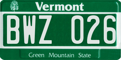 VT license plate BWZ026