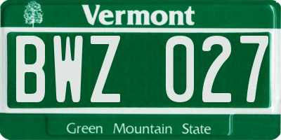 VT license plate BWZ027