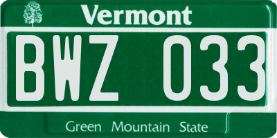 VT license plate BWZ033