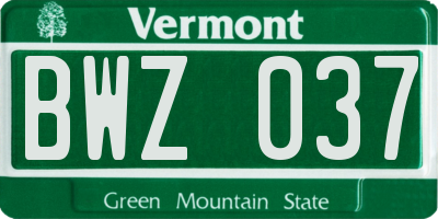 VT license plate BWZ037