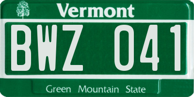 VT license plate BWZ041