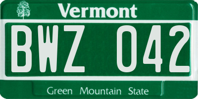 VT license plate BWZ042