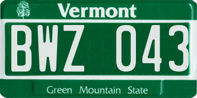 VT license plate BWZ043