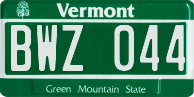VT license plate BWZ044