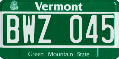 VT license plate BWZ045
