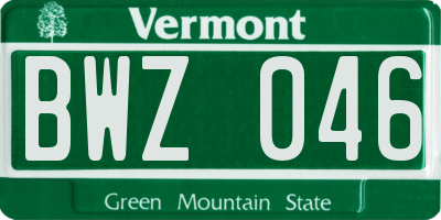 VT license plate BWZ046