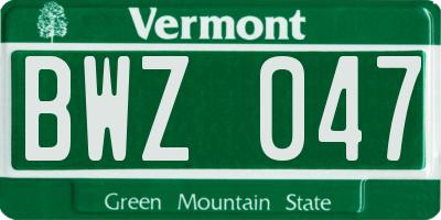 VT license plate BWZ047