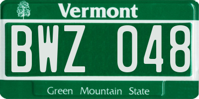 VT license plate BWZ048