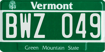 VT license plate BWZ049