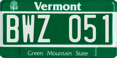 VT license plate BWZ051