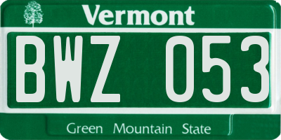 VT license plate BWZ053