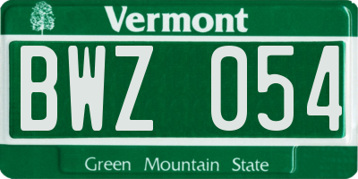 VT license plate BWZ054