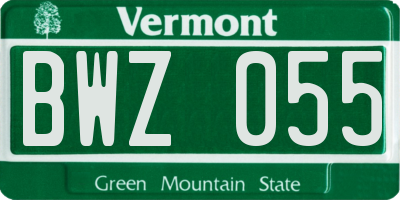 VT license plate BWZ055