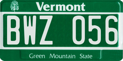 VT license plate BWZ056