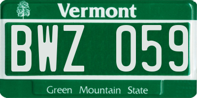 VT license plate BWZ059