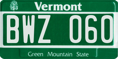 VT license plate BWZ060