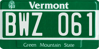 VT license plate BWZ061