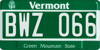 VT license plate BWZ066