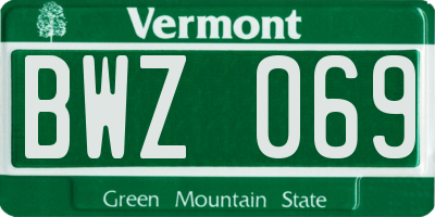 VT license plate BWZ069