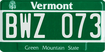 VT license plate BWZ073