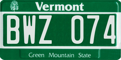 VT license plate BWZ074