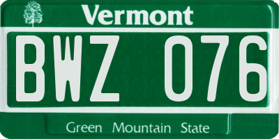 VT license plate BWZ076