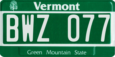 VT license plate BWZ077