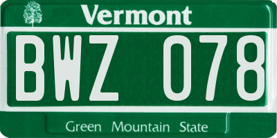 VT license plate BWZ078