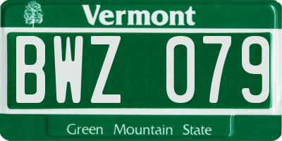 VT license plate BWZ079
